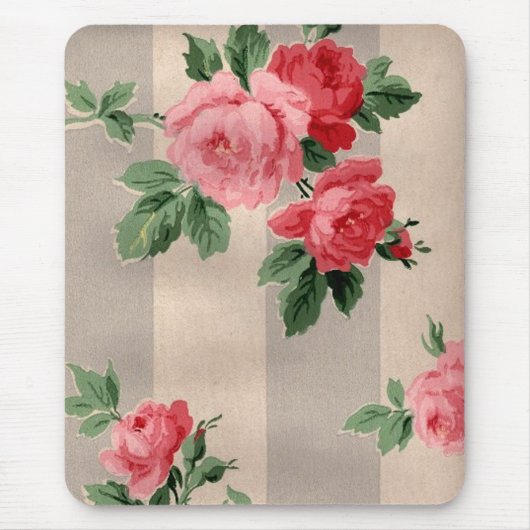 Vintages Cabbage-Rose-Tapete - Mousepad (Vorne)