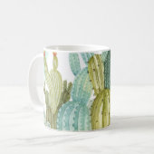 Vintages Cacti blühendes Wasserfarbmuster Kaffeetasse (Vorderseite Links)