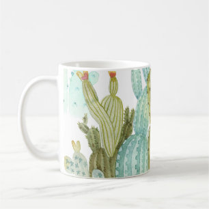 Vintages Cacti blühendes Wasserfarbmuster Kaffeetasse