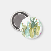 Vintages Cacti blühendes Wasserfarbmuster Magnet (Vorderseite/Rückseite)