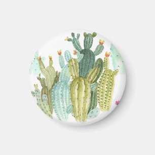 Vintages Cacti blühendes Wasserfarbmuster Magnet