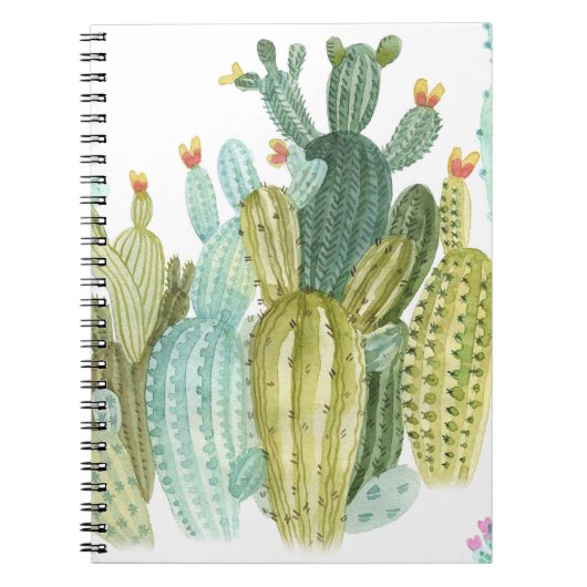 Vintages Cacti blühendes Wasserfarbmuster Notizblock (Vorderseite)