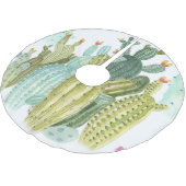 Vintages Cacti blühendes Wasserfarbmuster Polyester Weihnachtsbaumdecke (Schrägansicht)