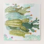 Vintages Cacti blühendes Wasserfarbmuster Puzzle (Horizontal)