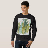Vintages Cacti blühendes Wasserfarbmuster Sweatshirt (Vorne ganz)