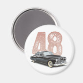 Vintages Cadillac Coupe 1948: Schwarzes Oldtimer Magnet (Vorderseite/Rückseite)