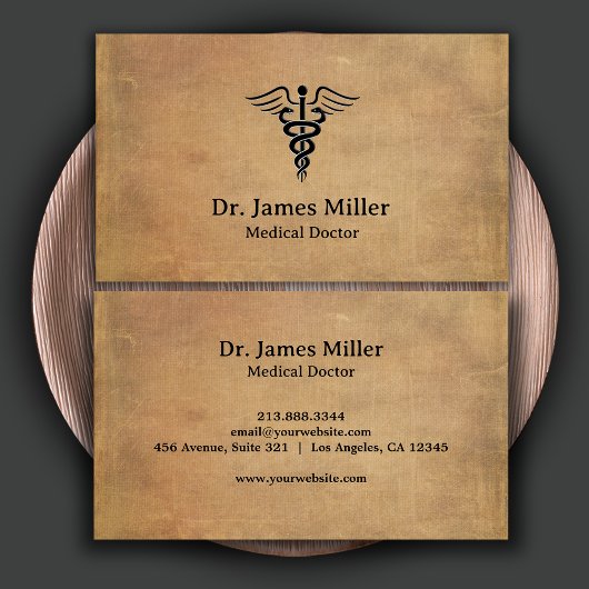 Vintages Caduceus Symbol Medizinisch Beruflich Visitenkarte