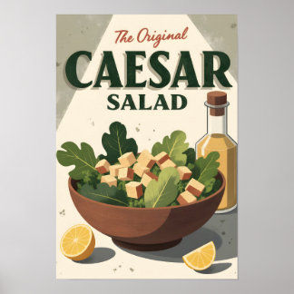 Vintages Caesar Salad Poster - Retro Küche Art