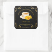 Vintages Calendula Tea Square Label Quadratischer Aufkleber (Tasche)