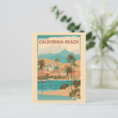 Vintages California Beach Retro Travel Postkarte (Stehend Vorderseite)