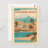 Vintages California Beach Retro Travel Postkarte (Vorne/Hinten)