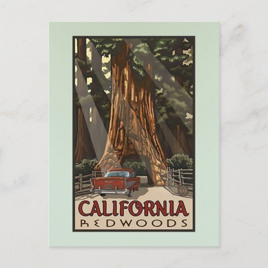 Vintages California Redwoods Travel Postkarte (Vorderseite)
