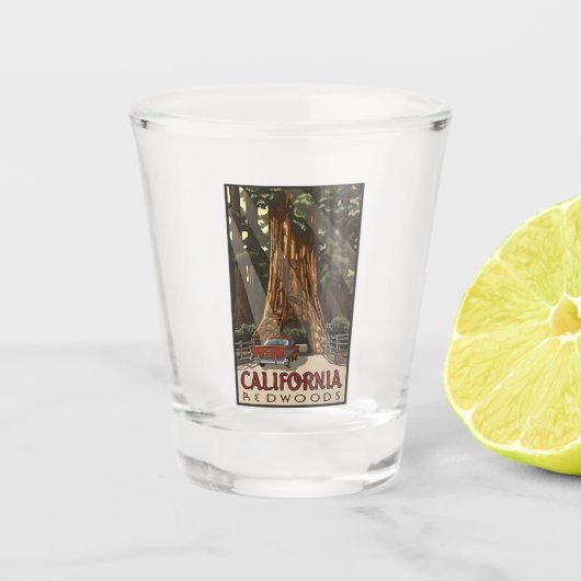 Vintages California Redwoods Travel Schnapsglas (Vorderseite)