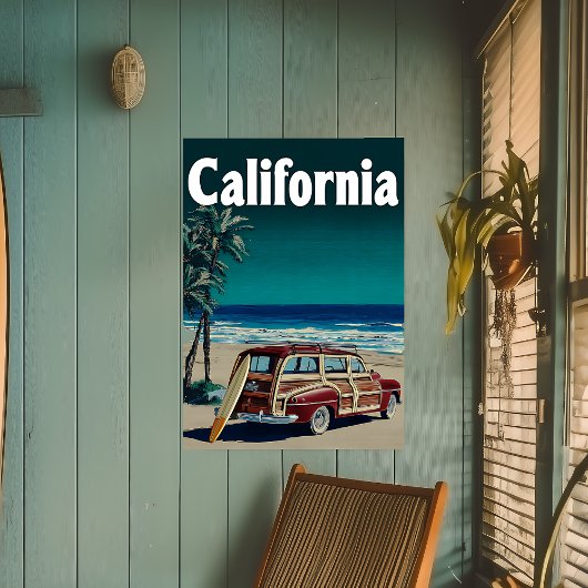 Vintages California Surf Beach Travel Poster