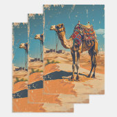Vintages Camel Retro-Wüstendekoupage Geschenkpapier Set