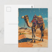 Vintages Camel Retro-Wüstendekoupage Postkarte (Vorne/Hinten)