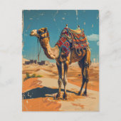 Vintages Camel Retro-Wüstendekoupage Postkarte (Vorderseite)