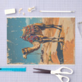Vintages Camel Retro-Wüstendekoupage Seidenpapier (Handwerk)