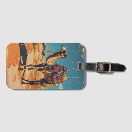 Vintages Camel Retro Wüstenwerk Gepäckanhänger (Vorderseite (Horizontal))
