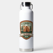 Vintages Camping Abzeichen Personalisiert Trinkflasche (Vorderseite)