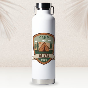 Vintages Camping Abzeichen Personalisiert Trinkflasche