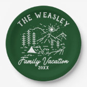 Vintages Camping Familienurlaub Pappteller (Vorderseite)