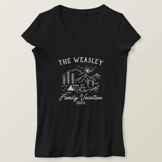 Vintages Camping Familienurlaub T - Shirt (Design vorne)