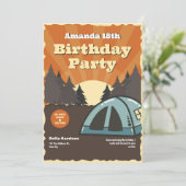 Vintages Camping Geburtstagsparty Einladung (Stehend Vorderseite)