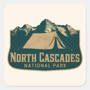Vintages Camping North Cascades Nationalpark Quadratischer Aufkleber