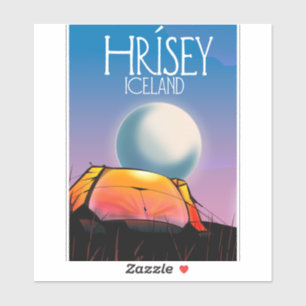 Vintages Camping-Poster von Hrísey Island Aufkleber