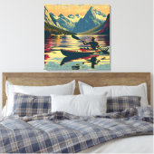 Vintages Camping Scene Man Kayaking Leinwanddruck (Insitu (Schlafzimmer))
