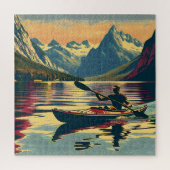 Vintages Camping Scene Man Kayaking Puzzle (Vertikal)