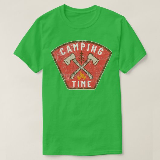 Vintages Camping Time Ax Tree Campfire T-Shirt (Design vorne)
