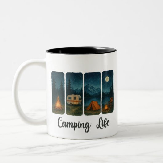 Vintages Camping Zweifarbige Tasse (Links)