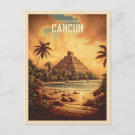 Vintages Cancun Mexiko Maya Ruins Beach Travel Postkarte