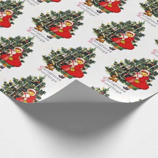 Vintages Candlelit Weihnachtsbaumkunst oder Gesche Geschenkpapier (Ecke)