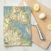 Vintages Cape Cod Map (1940) Geschirrtuch (Viertel Falte)