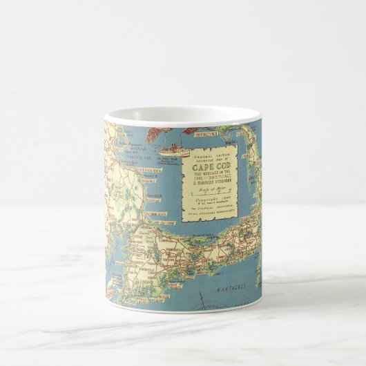 Vintages Cape Cod Map (1940) Kaffeetasse (Mittel)