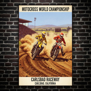 Vintages Carlsbad Raceway Motocross Wall Poster