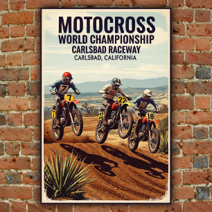 Vintages Carlsbad Raceway Motocross Wall Poster