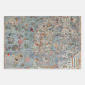 Vintages Carta Marina Monster Karte Geschenkpapier Set (Vorderseite)