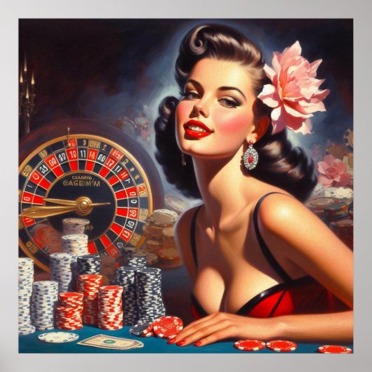 Vintages Casino Button-Up - Illustration Poster (Vorne)