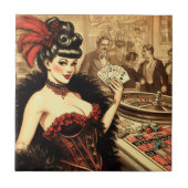 Vintages Casino Girl Fliese (Vorderseite)