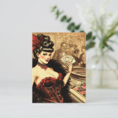 Vintages Casino Girl Postkarte (Stehend Vorderseite)