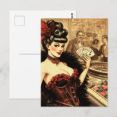 Vintages Casino Girl Postkarte (Vorne/Hinten)