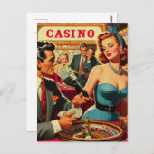 Vintages Casino Illustration Postkarte (Vorne/Hinten)