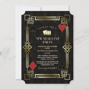 Vintages Casino Vegas Gold Gatsby Silvester Einladung