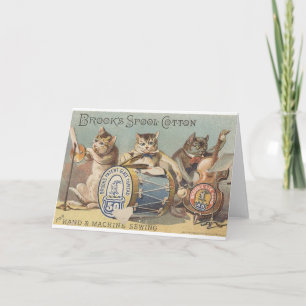 Vintages Cat Musical Trio in Thread Ad Note Card Karte