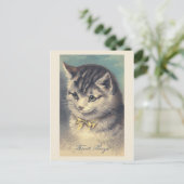 Vintages Cat Portrait Postcard "First Prize" Postkarte (Stehend Vorderseite)