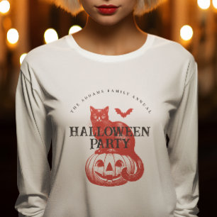 Vintages Cat Pumpkin and Bat Halloween-Party Sweatshirt